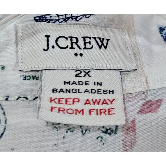 J CREW Women's Plus 2X Pajamas Set Shorts Postcards Drawstring 100% Cotton - Picture 3 of 11